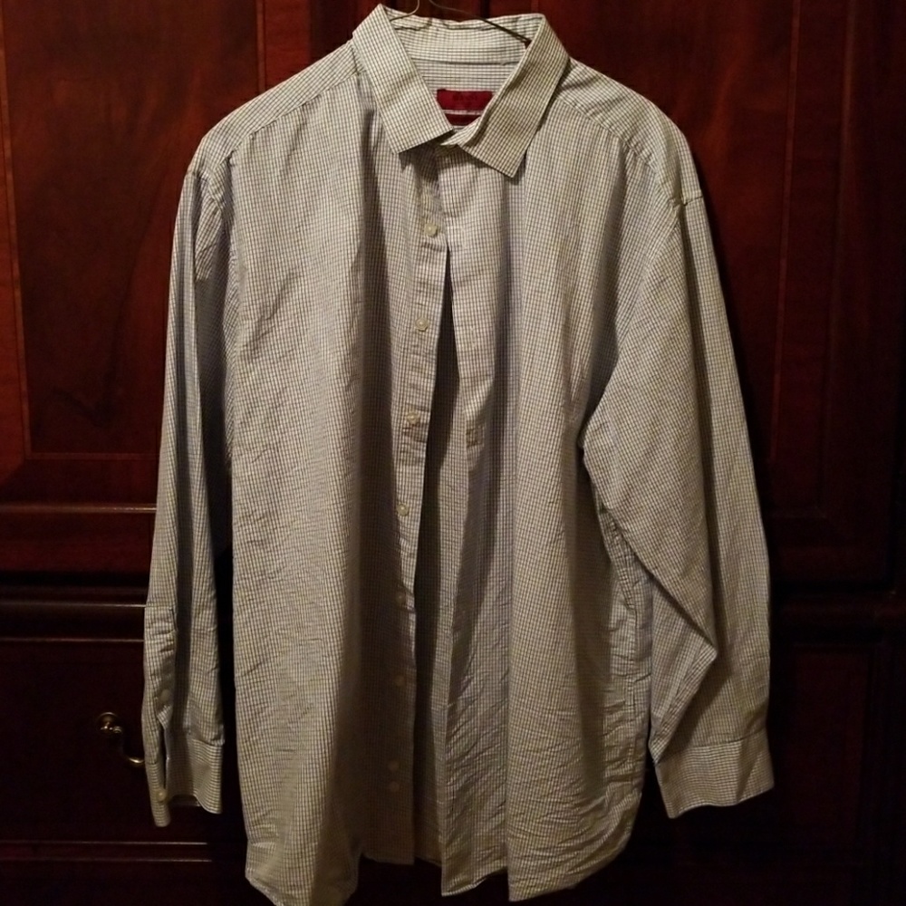 Alfani Fitted 17 32/33 Checkered White/Blue
